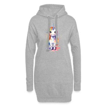 Rainbow Dreams: Kawaii Einhorn Aquarell - Hoodie-Kleid - Grau meliert - Vorne