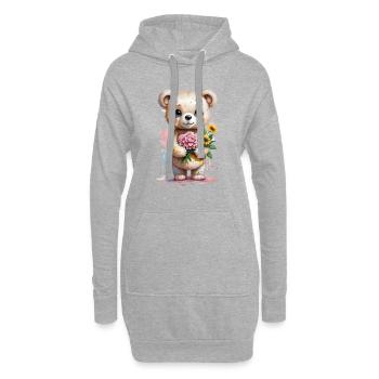Kawaii Teddybär mit Blumen - Adorable Watercol - Hoodie-Kleid - Grau meliert - Vorne