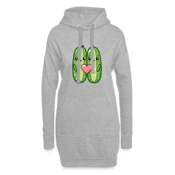 Gurke Paar Liebe Herz Lustig - Hoodie-Kleid - Grau meliert - Vorne