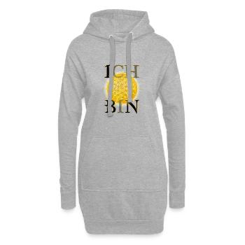 ICH BIN - Lebensblume - Meditation - Sonne - Hoodie-Kleid - Grau meliert - Vorne