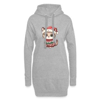 Bande dessinée de Noël de chat - Sweat-shirt à capuche long Femme - gris chiné - Devant
