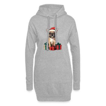 Bouledogue Français Chien Noël - Sweat-shirt à capuche long Femme - gris chiné - Devant