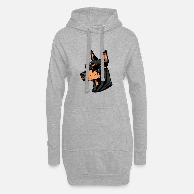 Dobermann Hund Tier - Hoodie-Kleid - Grau meliert