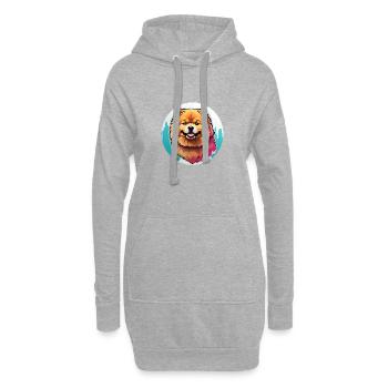Chow Chow Portrait im Farbkreis - Hoodie-Kleid - Grau meliert - Vorne