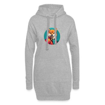 Shiba Inu Portrait im Farbkreis - Hoodie-Kleid - Grau meliert - Vorne