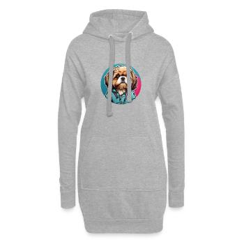 Shih Tzu Portrait im Farbkreis - Hoodie-Kleid - Grau meliert - Vorne