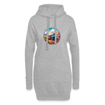 Locomotive à vapeur fumante nostalgique avec wagons - Sweat-shirt à capuche long Femme - gris chiné - Devant