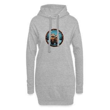 Amis Deux loutres amoureuses dans l’eau - Sweat-shirt à capuche long Femme - gris chiné - Devant