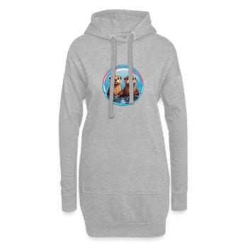 Deux loutres debout dans l’eau - Sweat-shirt à capuche long Femme - gris chiné - Devant