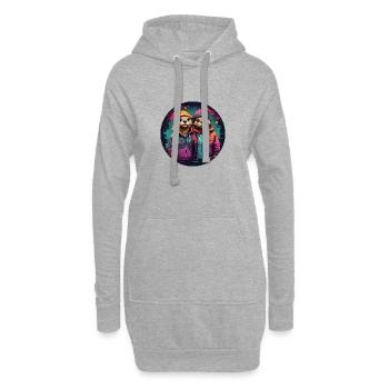 Deux loutres en streetwear - Sweat-shirt à capuche long Femme - gris chiné - Devant