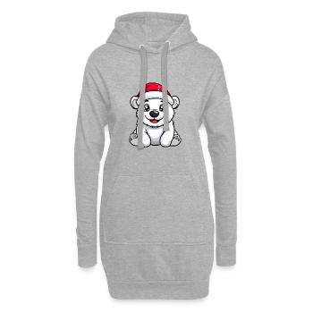 Ours polaire Noël mignon - Sweat-shirt à capuche long Femme - gris chiné - Devant
