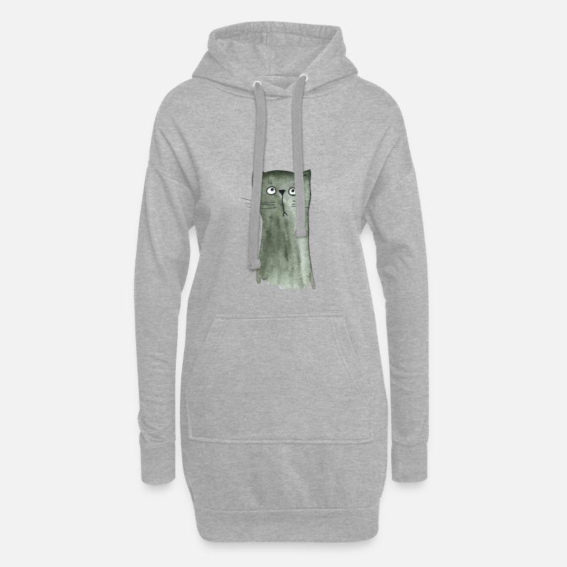Kätzchen grau - Hoodie-Kleid - Grau meliert