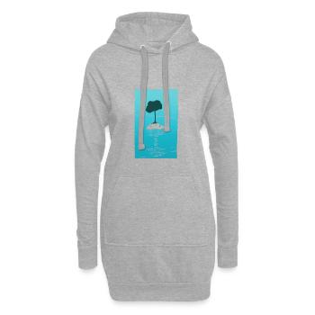 Insel mit Baum - Hoodie-Kleid - Grau meliert - Vorne