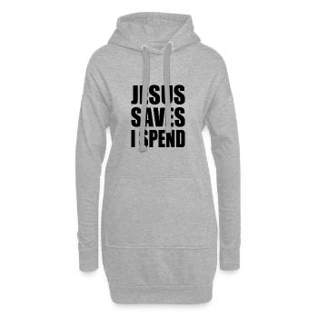jesus saves i spend - Hoodie-Kleid - Grau meliert - Vorne