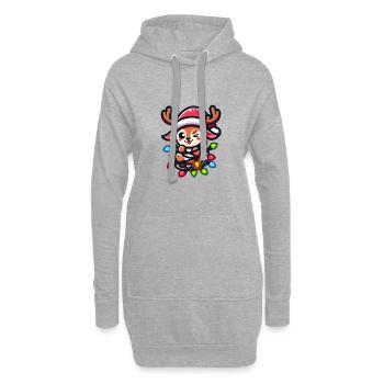 Rentier an Weihnachten für die Weihnachtsfeier - Hoodie-Kleid - Grau meliert - Vorne