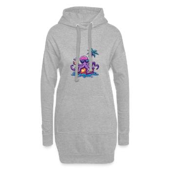 Vacances d’été de poulpe - Sweat-shirt à capuche long Femme - gris chiné - Devant
