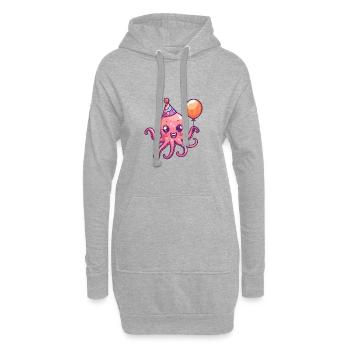 Oktopus Geburtstag Comic - Hoodie-Kleid - Grau meliert - Vorne