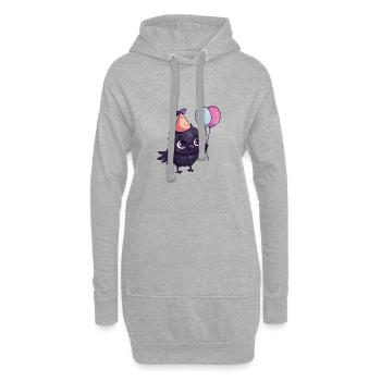 Rabe Krähe Geburtstag Comic - Hoodie-Kleid - Grau meliert - Vorne