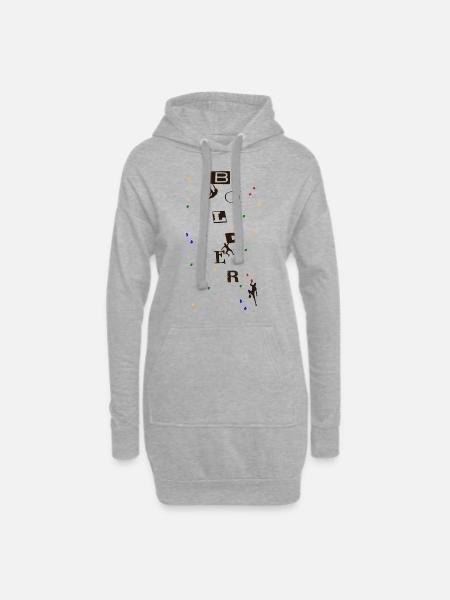 Bloc de lettrage cool avec prises d’escalade - Sweat-shirt à capuche long Femme - gris chiné