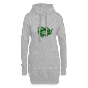 volle Lippen mit Schmetterlingen - Hoodie-Kleid - Grau meliert - Vorne