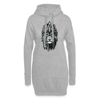Portrait de tête de lion Signe du zodiaque Lion La crinière du lion - Sweat-shirt à capuche long Femme - gris chiné - Devant