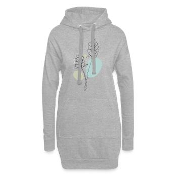Fleur abstraite d’une ligne - Sweat-shirt à capuche long Femme - gris chiné - Devant
