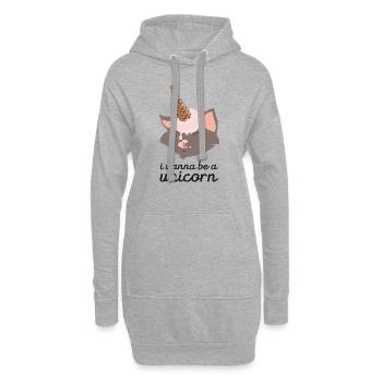 I Wanna Be A Unicorn (Cat With Ice Cream Cone) - Hoodie-Kleid - Grau meliert - Vorne