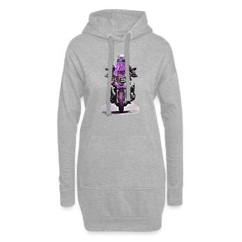 GS Motorradfahrer lila - Hoodie-Kleid - Grau meliert - Vorne