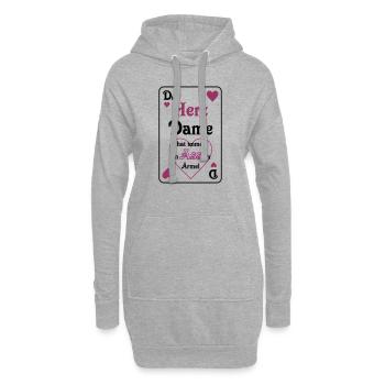 Skat Herz Dame Ass im Ärmel Schrift Mau-Mau - Hoodie-Kleid - Grau meliert - Vorne