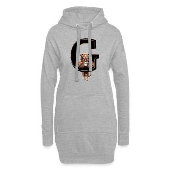 Buchstabe g Tiger - Geschenkidee - Hoodie-Kleid - Grau meliert - Vorne