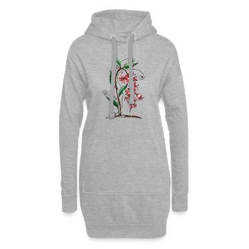 Blumen - Hoodie-Kleid - Grau meliert - Vorne