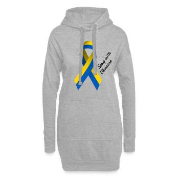 Séjour avec l’Ukraine - Boucle de paix - Sweat-shirt à capuche long Femme - gris chiné - Devant