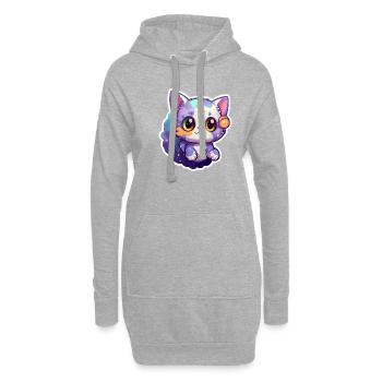 A cute space kitty - Hoodie-Kleid - Grau meliert - Vorne