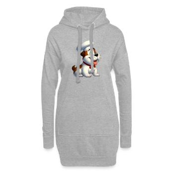 Englische Bulldogge 4 - Hoodie-Kleid - Grau meliert - Vorne
