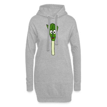 Poireau - Sweat-shirt à capuche long Femme - gris chiné - Devant