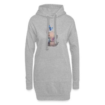Elefant mit Schmetterling - Hoodie-Kleid - Grau meliert - Vorne