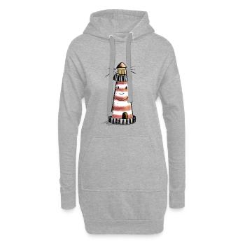 Kleiner Leuchtturm - Nordsee - Urlaub - Comic - Hoodie-Kleid - Grau meliert - Vorne