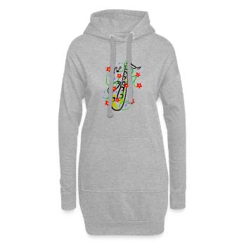 Conception du saxophone - Sweat-shirt à capuche long Femme - gris chiné - Devant