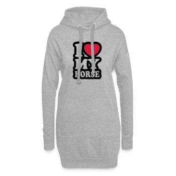 I love my horse - J'aime mon cheval - Sweat-shirt à capuche long Femme - gris chiné - Devant