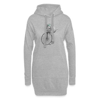 Eléphant drôle - Sweat-shirt à capuche long Femme - gris chiné - Devant