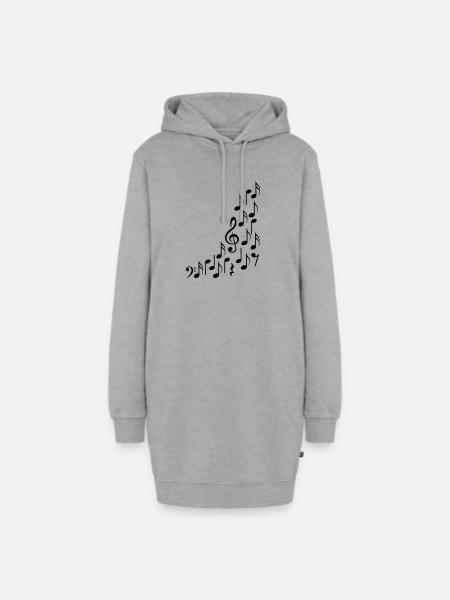 Notenschluessel und Noten - Hoodie-Kleid - Grau meliert