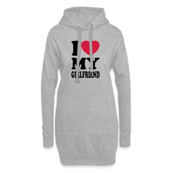 I love my girlfriend - J'aime mon amie - Sweat-shirt à capuche long Femme - gris chiné - Devant