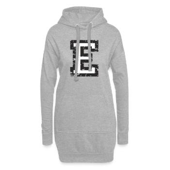 E (Vintage Weiß) Buchstabe E - Hoodie-Kleid - Grau meliert - Vorne