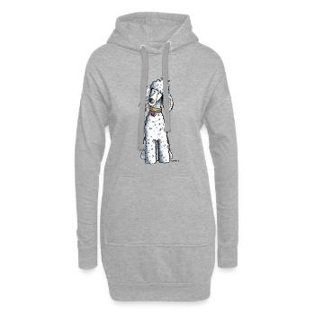 Pudel mit Blumen - Hoodie-Kleid - Grau meliert - Vorne