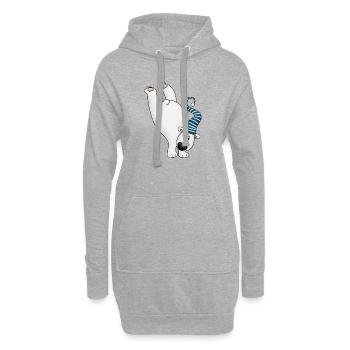 Winterfreigeist Polarbär mit Streifenkappe - Hoodie-Kleid - Grau meliert - Vorne