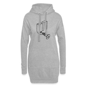Fuck you, humour mécanique, Screw U, Screw you, - Sweat-shirt à capuche long Femme - gris chiné - Devant