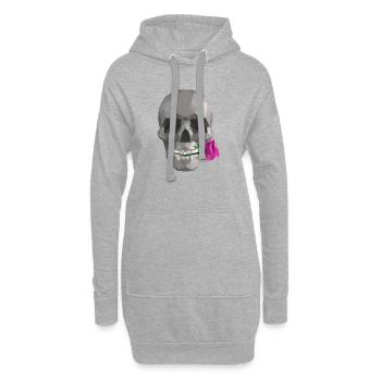 Low Poly Grey Skull – Geometrisch-Romantisch-Gothic - Hoodie-Kleid - Grau meliert - Vorne