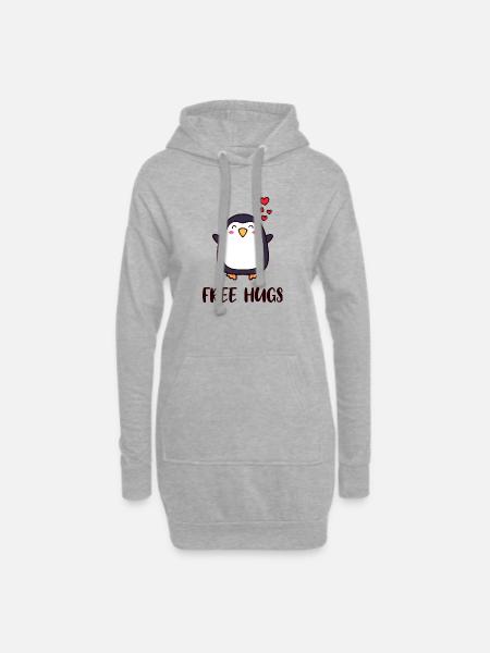 Süß Pinguin Herz Statement Antarktis Vogel Tier - Hoodie-Kleid - Grau meliert
