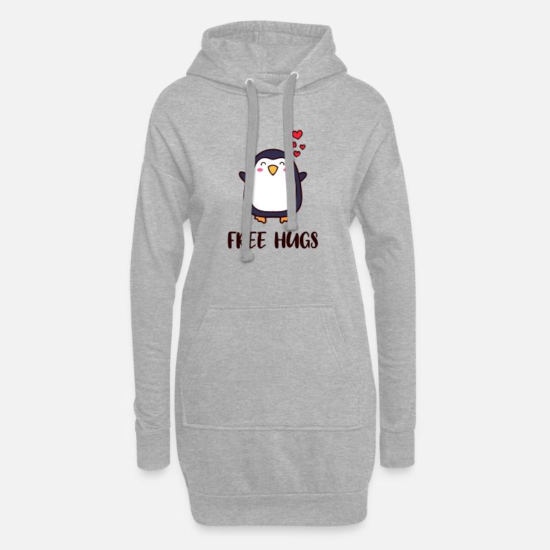 Süß Pinguin Herz Statement Antarktis Vogel Tier - Hoodie-Kleid - Grau meliert