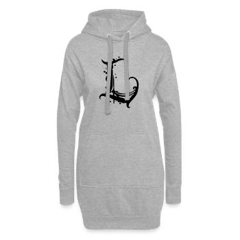 L - Hoodie-Kleid - Grau meliert - Vorne